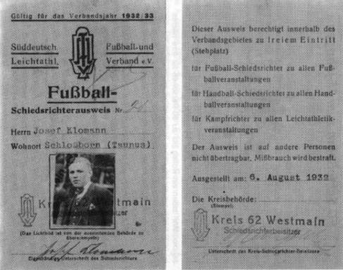 Schiedsrichterausweis von 1932/33